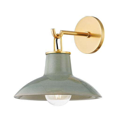 Pottersville Sconce - Aged Brass/Ceramic Moss Crackle by Hudson Valley Lighting