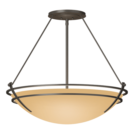 Presidio Tryne Large Semi-Flush - Dark Smoke - Sand Glass by Hubbardton Forge