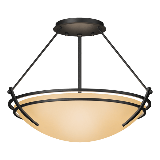 Presidio Tryne Semi-Flush - Black - Sand Glass by Hubbardton Forge