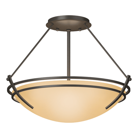Presidio Tryne Semi-Flush - Dark Smoke - Sand Glass by Hubbardton Forge