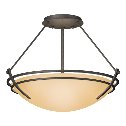 Presidio Tryne Semi-Flush - Natural Iron - Sand Glass by Hubbardton Forge