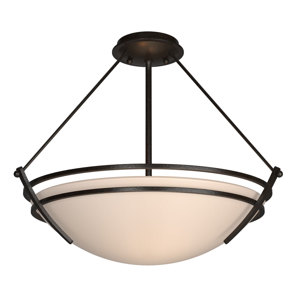 Presidio Tryne Semi-Flush - Oil Rubbed Bronze - Sand Glass by Hubbardton Forge