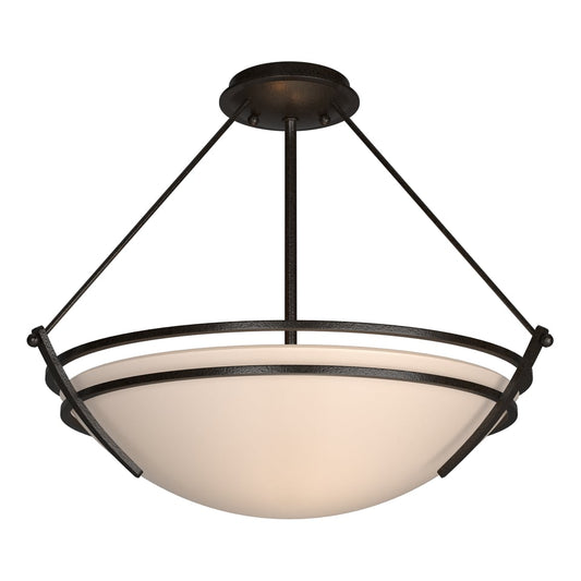 Presidio Tryne Semi-Flush - Oil Rubbed Bronze - Sand Glass by Hubbardton Forge