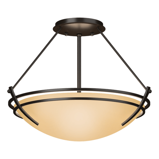 Presidio Tryne Semi-Flush - Oil Rubbed Bronze - Sand Glass by Hubbardton Forge