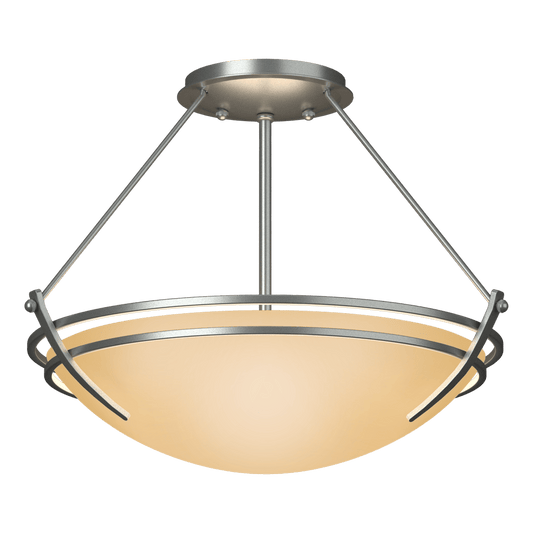 Presidio Tryne Semi-Flush - Vintage Platinum - Sand Glass by Hubbardton Forge