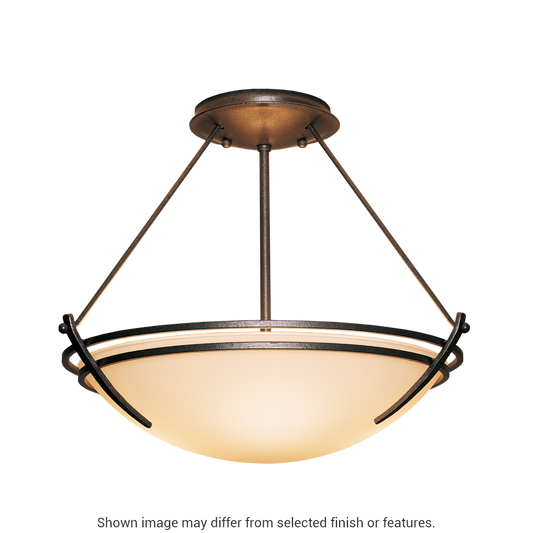 Presidio Tryne Semi-Flush - White - Sand Glass by Hubbardton Forge