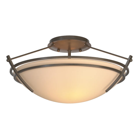 Presidio Tryne Small Semi-Flush - Dark Smoke - Sand Glass by Hubbardton Forge