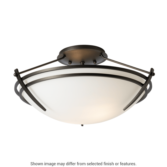 Presidio Tryne Small Semi-Flush - White - Sand Glass by Hubbardton Forge