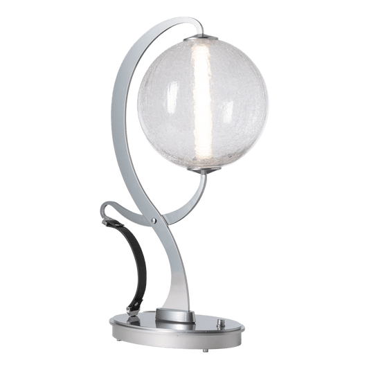 Pression Table Lamp - Sterling - Leather Black Accent - Crackle Glass by Hubbardton Forge