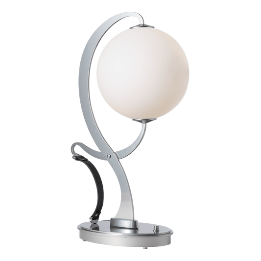 Pression Table Lamp - Sterling - Leather Black Accent - Opal Glass by Hubbardton Forge
