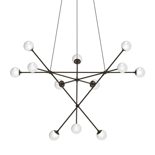 Proton Alpha Chandelier - Polished Black Nickel - White Crushed Glass by SONNEMAN