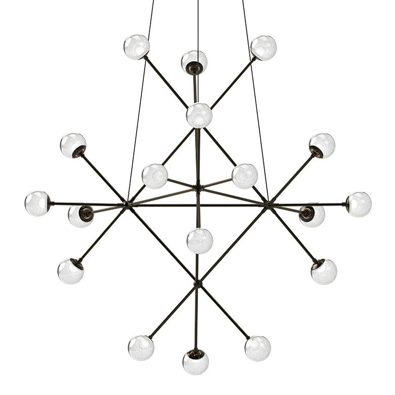 Proton Beta Chandelier - Polished Black Nickel - White Crushed Glass by SONNEMAN