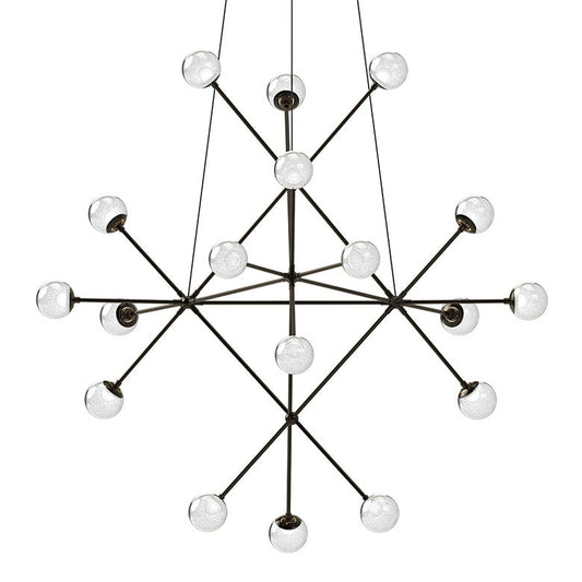 Proton Beta Chandelier - Polished Black Nickel - White Crushed Glass by SONNEMAN