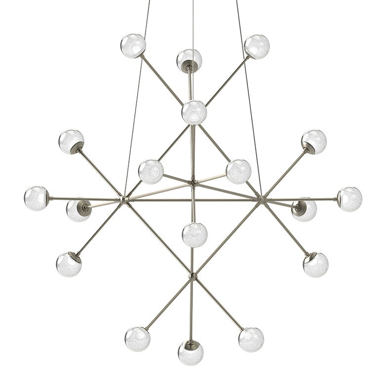 Proton Beta Chandelier - Satin Nickel - White Crushed Glass by SONNEMAN