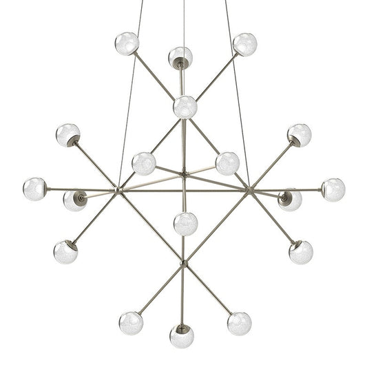 Proton Beta Chandelier - Satin Nickel - White Crushed Glass by SONNEMAN