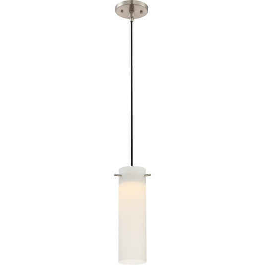 Pulse - LED Mini Pendant with White Opal Glass - Brushed Nickel Finish - Satco 62-953