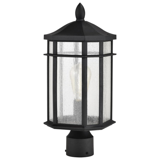 Raiden Collection Outdoor 18 inch Post Light Pole Lantern - Matte Black Finish with Clear Seedy Glass - Satco 60-5758