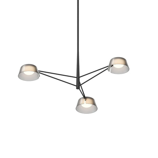 Ray 3-Light Chandelier - Satin Black - Smoked Etched Acrylic Shade by SONNEMAN