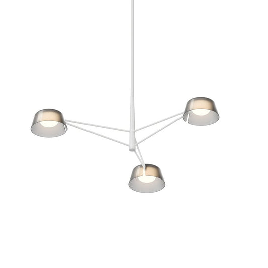 Ray 3-Light Chandelier - Warm Gray - Smoked Etched Acrylic Shade by SONNEMAN