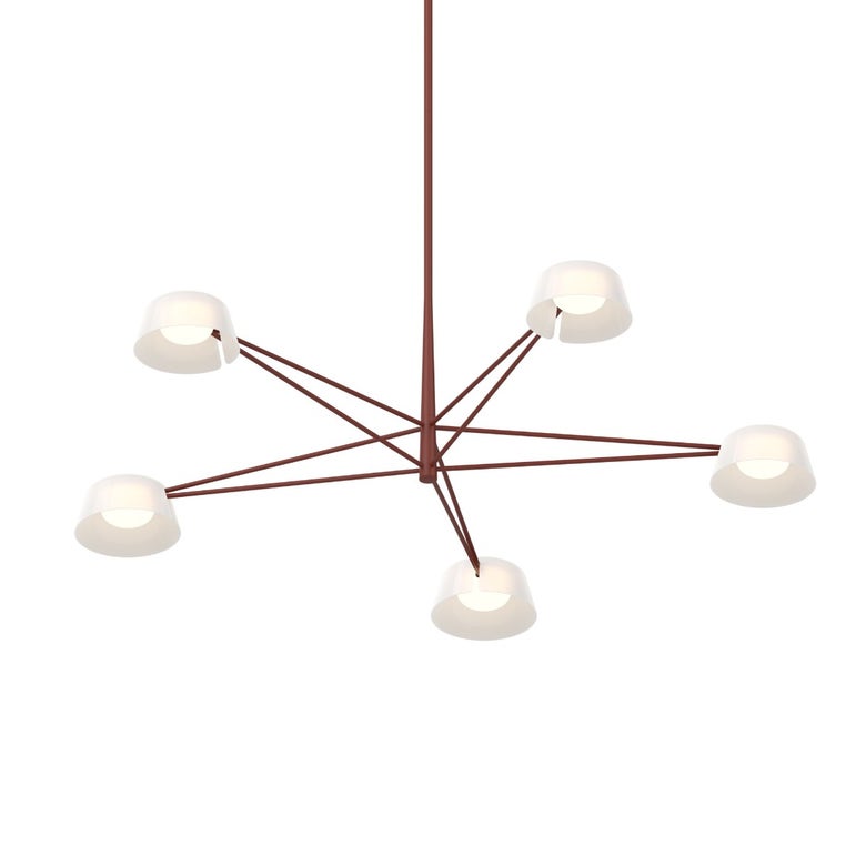Ray 5-Light Chandelier - Oxide Red - Optical White Acrylic Shade by SONNEMAN