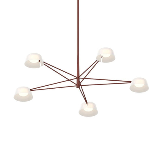 Ray 5-Light Chandelier - Oxide Red - Optical White Acrylic Shade by SONNEMAN