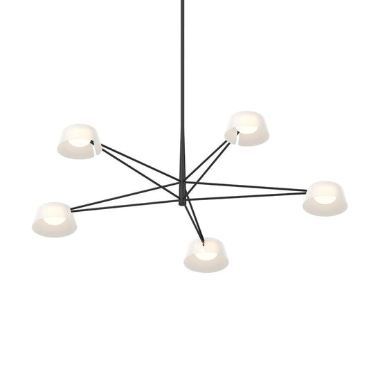 Ray 5-Light Chandelier - Satin Black - Optical White Acrylic Shade by SONNEMAN