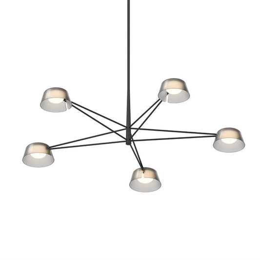 Ray 5-Light Chandelier - Satin Black - Smoked Etched Acrylic Shade by SONNEMAN