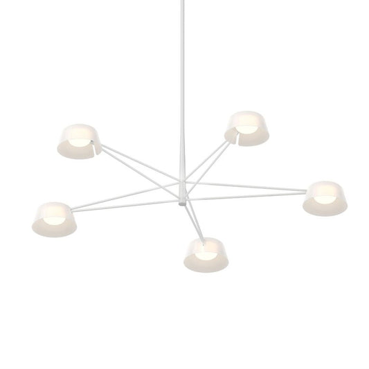 Ray 5-Light Chandelier - Warm Gray - Optical White Acrylic Shade by SONNEMAN