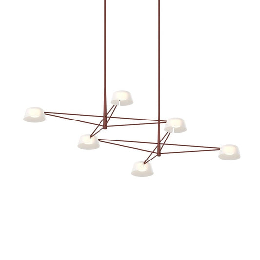 Ray 6-Light Chandelier - Oxide Red - Optical White Acrylic Shade by SONNEMAN