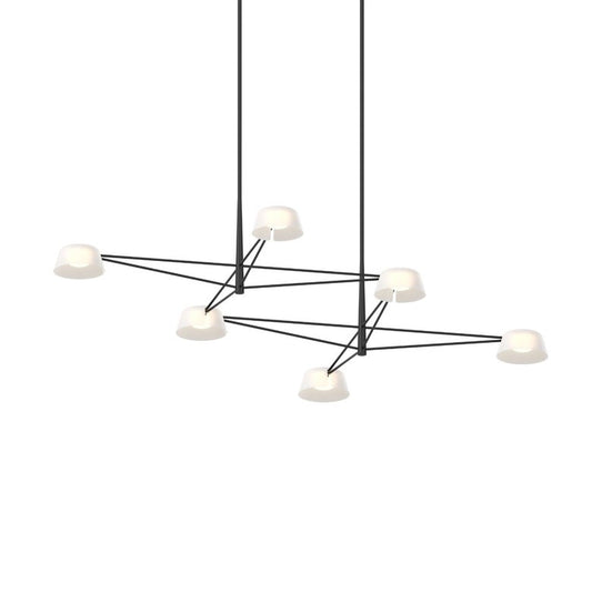 Ray 6-Light Chandelier - Satin Black - Optical White Acrylic Shade by SONNEMAN