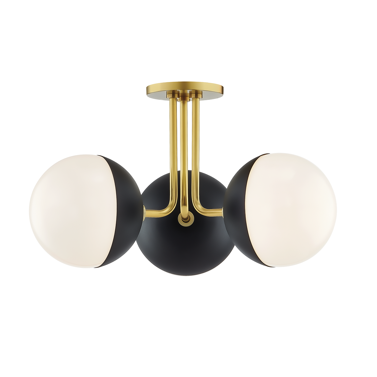 Renee Semi Flush - 3-Light - Aged Brass/Black - Mitzi H344603-AGB/BK