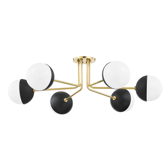 Renee Semi Flush - 6-Light - Aged Brass/Black - Mitzi H344606-AGB/BK