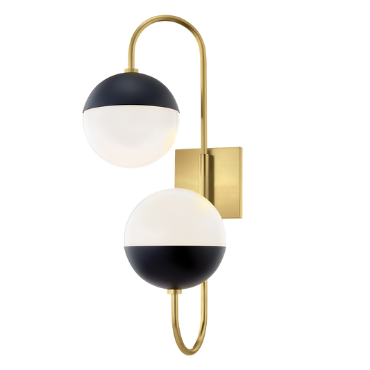 Renee Wall Sconce - 2-Light - Aged Brass/Black - Mitzi H344102B-AGB/BK