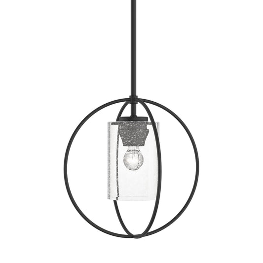 Rhythm Mini Pendant - Black - Clear Seeded Glass by Hubbardton Forge