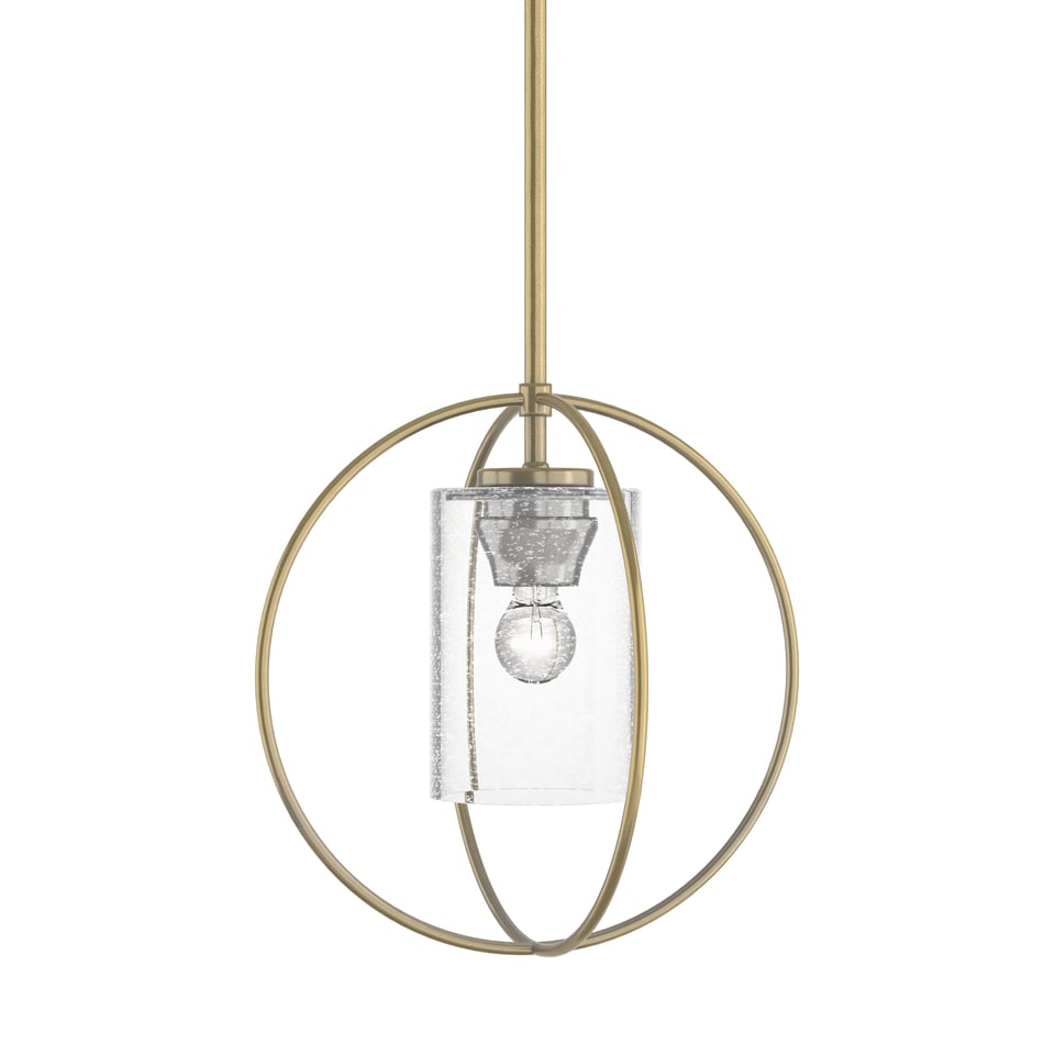 Rhythm Mini Pendant - Modern Brass - Clear Seeded Glass by Hubbardton Forge