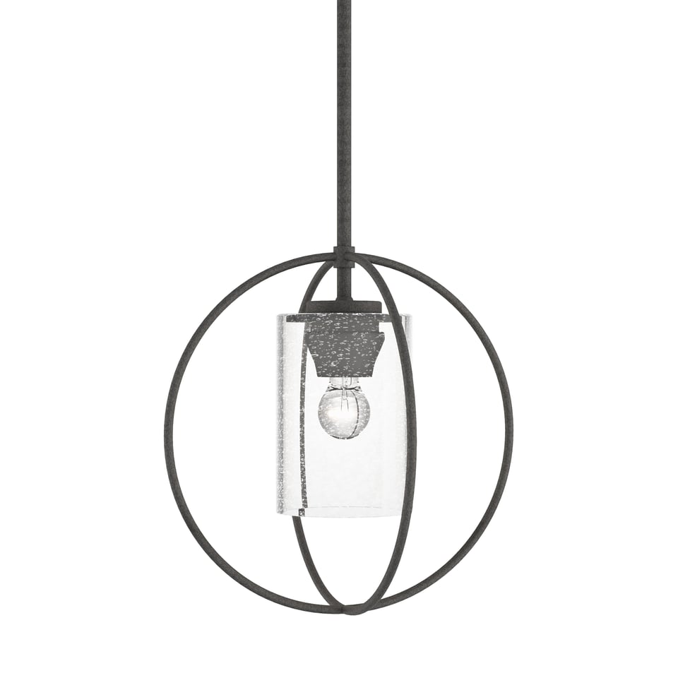 Rhythm Mini Pendant - Natural Iron - Clear Seeded Glass by Hubbardton Forge
