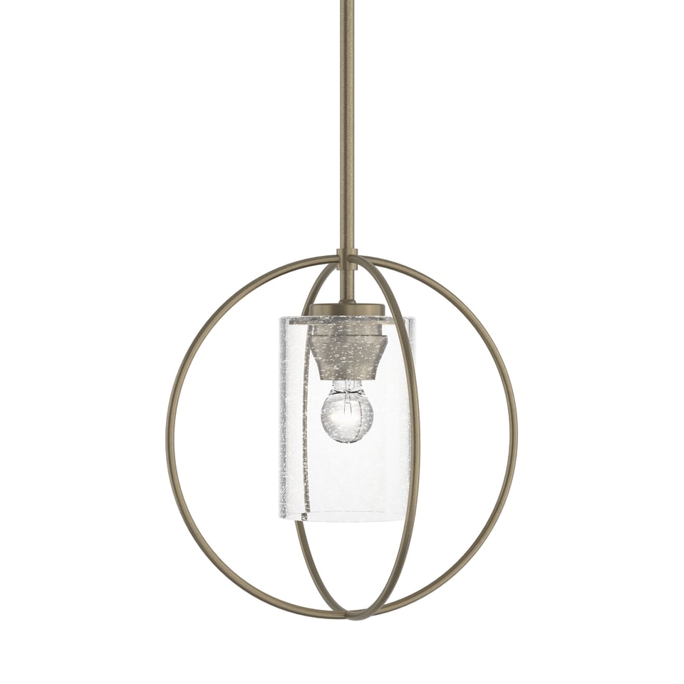 Rhythm Mini Pendant - Soft Gold - Clear Seeded Glass by Hubbardton Forge
