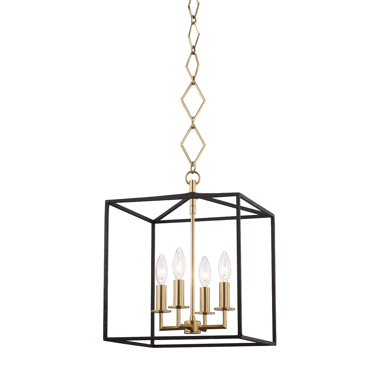 Richie Lantern - 4-Light - Aged Brass/Black by Hudson Valley Lighting