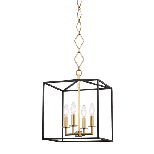 Richie Lantern - 4-Light - Aged Brass/Black by Hudson Valley Lighting