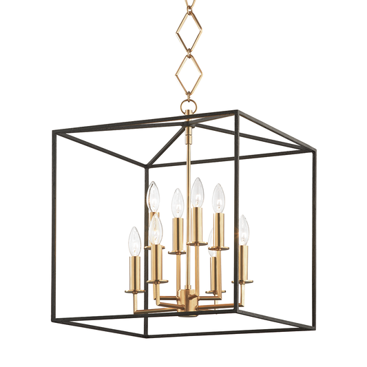 Richie Lantern - 8-Light - Aged Brass/Black by Hudson Valley Lighting