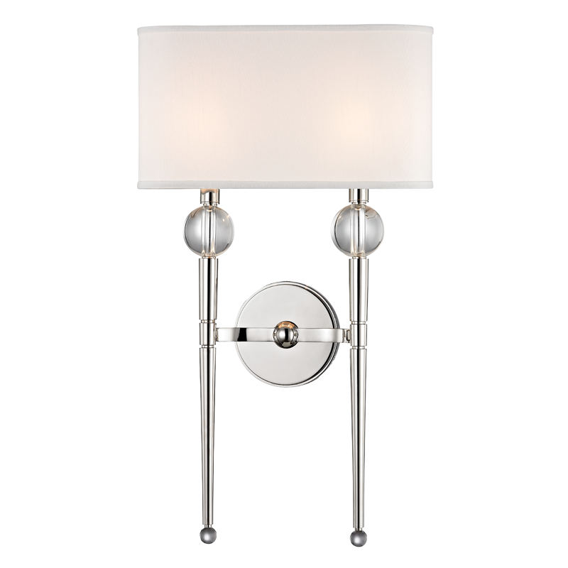 Rockland Wall Sconce - 2-Light - Polished Nickel by Hudson Valley Lighting