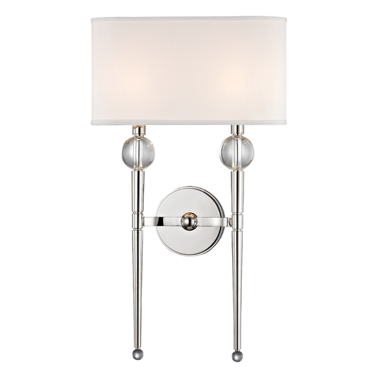 Rockland Wall Sconce - 2-Light - Polished Nickel by Hudson Valley Lighting