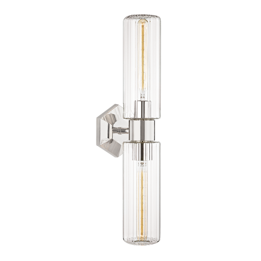 Roebling Wall Sconce - 2-Light - Polished Nickel by Hudson Valley Lighting