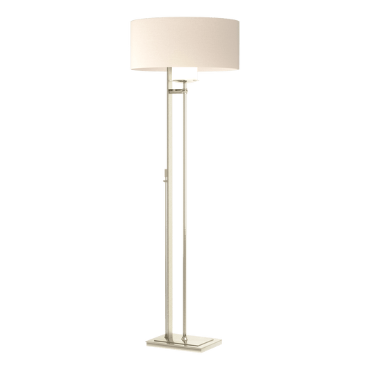 Rook Floor Lamp - Sterling - Flax Shade by Hubbardton Forge