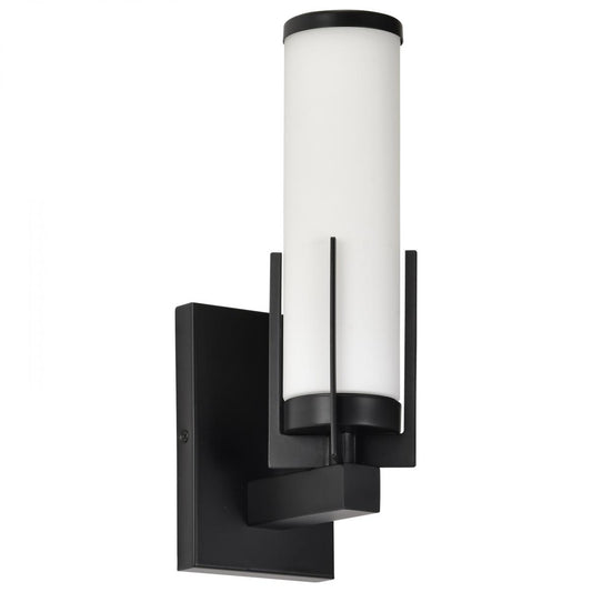 Roselle - 1 Light Vanity - Matte Black with White Glass - Satco 60-8051
