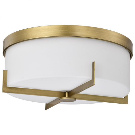 Roselle - 15 Inch Flush Mount - Natural Brass with White Glass - Satco 60-8044