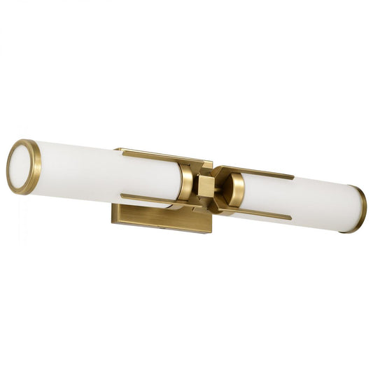 Roselle - 2 Light Vanity - Natural Brass with White Glass - Satco 60-8042