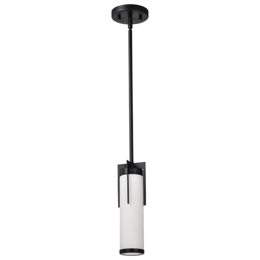 Roselle - Mini Pendant - Matte Black with White Glass - Satco 60-8053