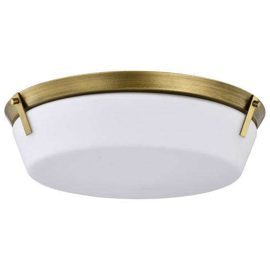 Rowen 4 Light Flush Mount - Natural Brass Finish - Etched White Glass - Satco 60-7751