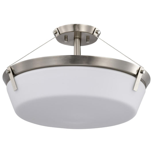 Rowen 4 Light Semi Flush - Brushed Nickel Finish - Etched White Glass - Satco 60-7762